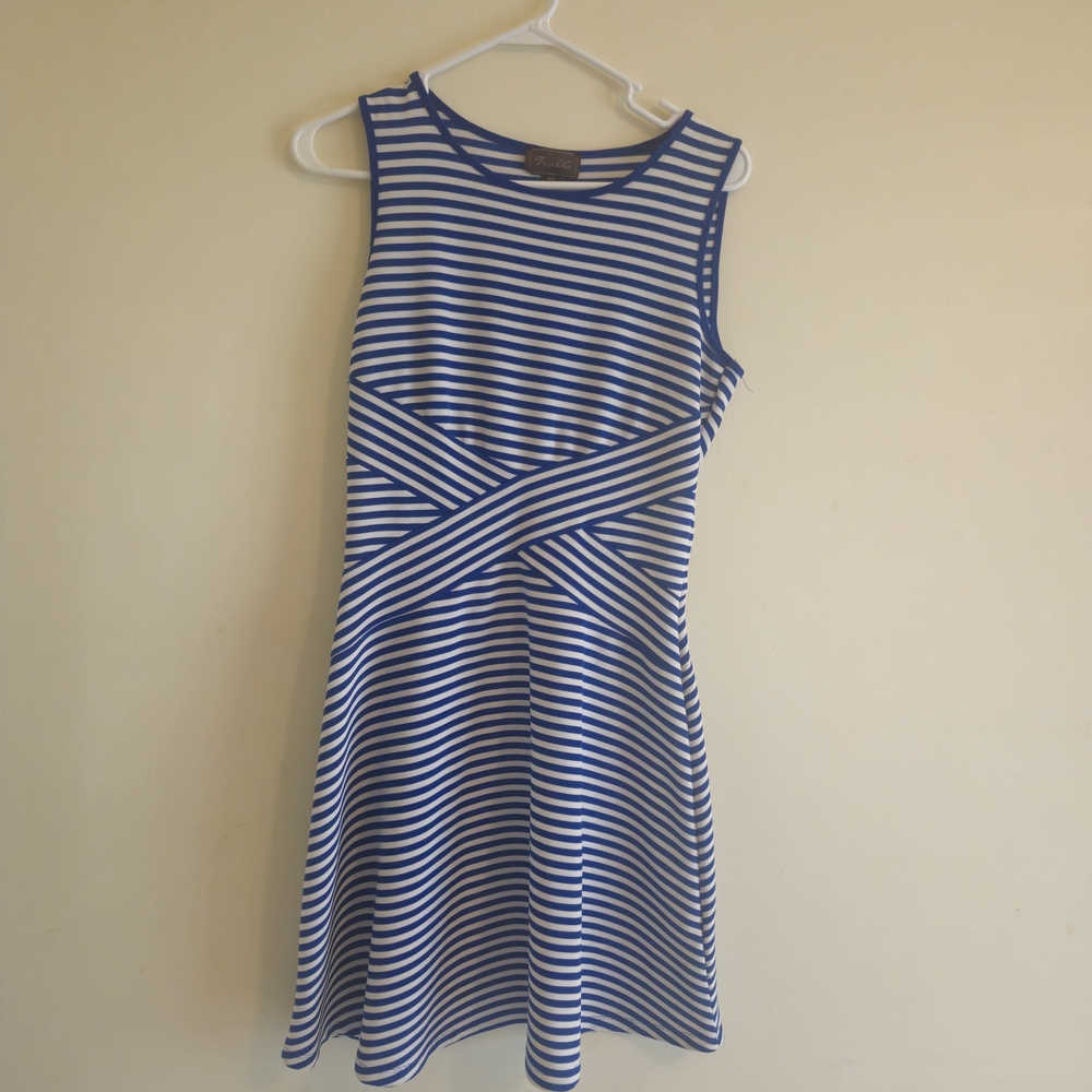 Nautical Striped Blue and White Midi Dress